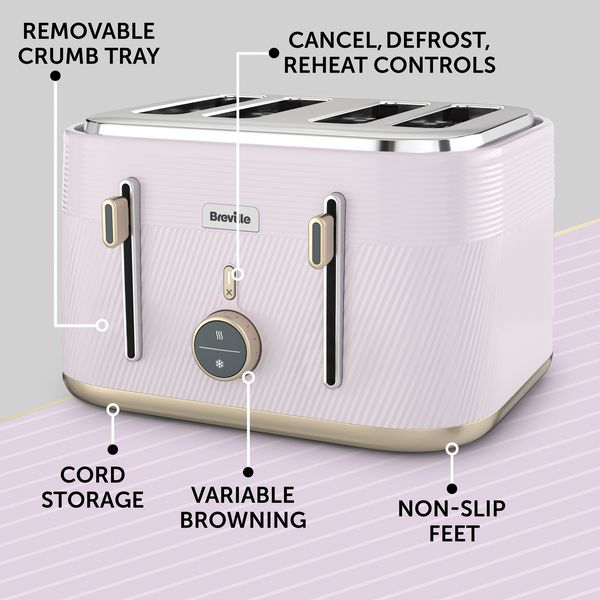 Breville Olbiq 4 Slot Toaster - Lilac