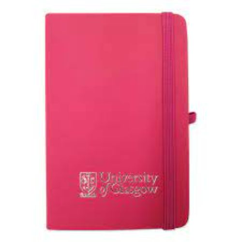 Glasgow Uni Branded - A6 Soft Touch Notebook Pink
