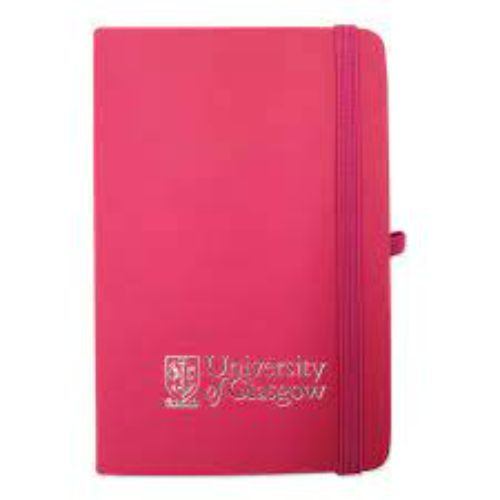 Glasgow Uni Branded - A6 Soft Touch Notebook Pink