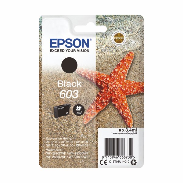 Epson Starfish 603 Black Ink Cartridge C13T03U14010