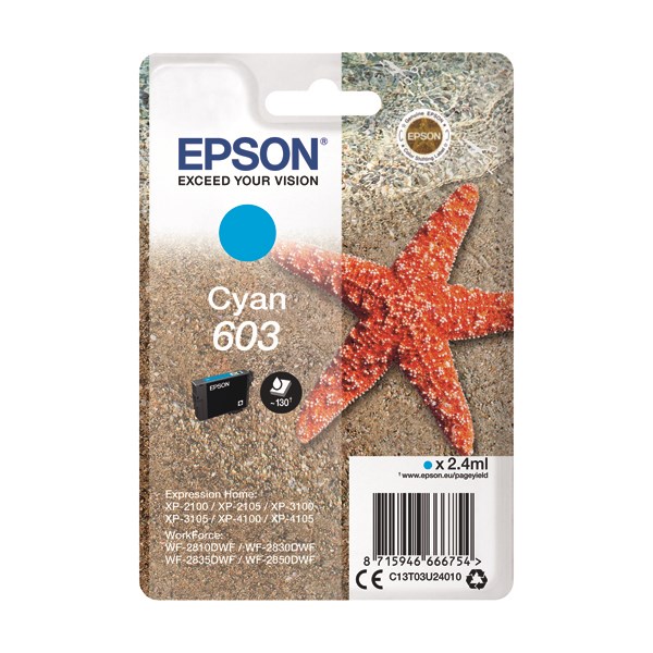 Epson Starfish 603 Cyan Ink Cartridge C13T03U24010