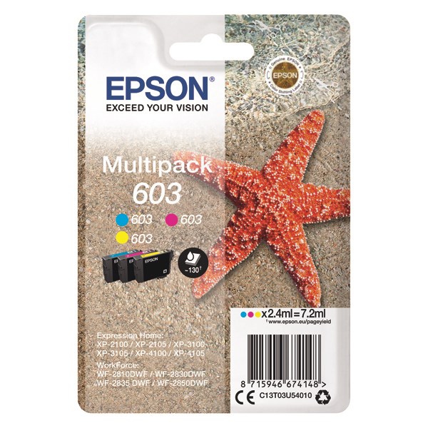 Epson Starfish 603 Colour Ink Cartridge Multipack C13T03U54010