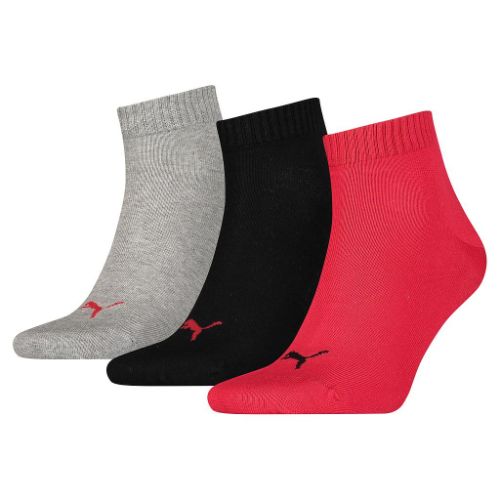 Puma Quarter Training Socks (3 Pairs) - Black/Red/Grey - 9-11